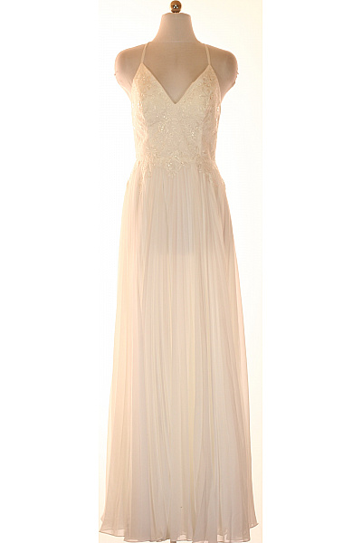 Laona Dlouhé šaty na ramínka bílé krajkové plisované společenské Velikost 38 | Laona | obrázek 2