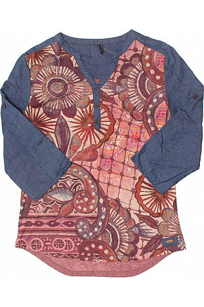 smash! Dámská tuniková halenka modrá s potiskem květinová boho volná prodloužená Velikost L | smash! | obrázek 2