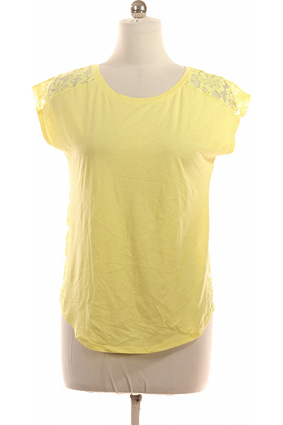 Dámská žlutá halenka letní volná krajková krátký rukáv Vel. M | Unimoda | obrázek 2