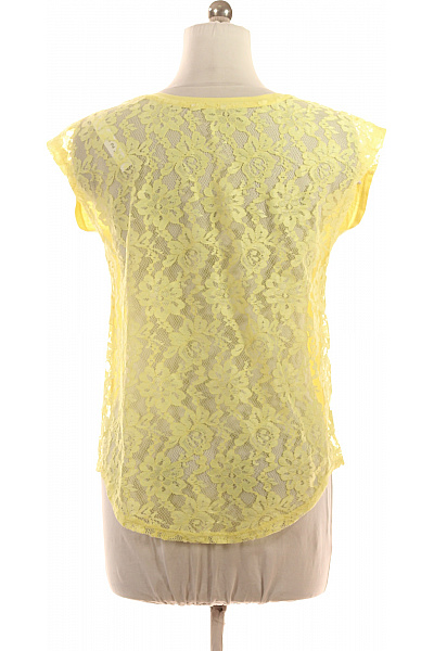 Dámská žlutá halenka letní volná krajková krátký rukáv Vel. M | Unimoda | obrázek 3