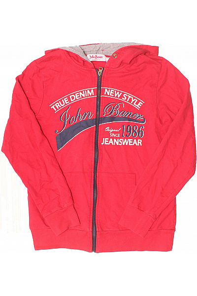 JOHN BANER Červená mikina s kapucí a potiskem John Baner na zip Vel. 40/42 | JOHN BANER | obrázek 2