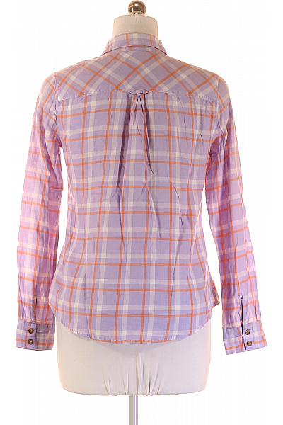 HM  Dámská bavlněná fialová oranžová kostkovaná košile s dlouhým rukávem ležérní regular fit Velikost EU 38 | HM  | obrázek 2
