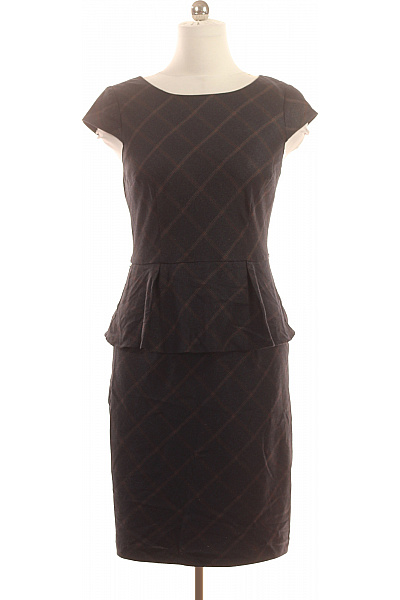 Orsay Dámské Pouzdrové šaty S Peplum Tmavě Hnědé Kostkované Polyesterové Business Velikost 40