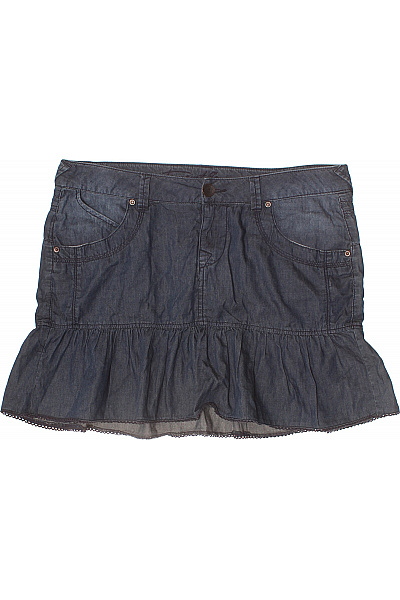 Dámská džínová sukně krátká s volánky modrá Velikost 40 | Unimoda | obrázek 2