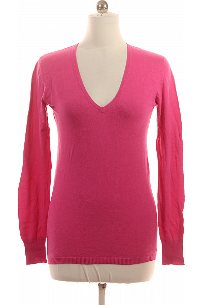 BENETTON Dámský růžový tenký pulovr s výstřihem do V basic Vel. M | BENETTON | obrázek 2