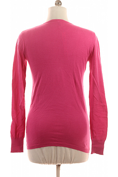 BENETTON Dámský růžový tenký pulovr s výstřihem do V basic Vel. M | BENETTON | obrázek 3