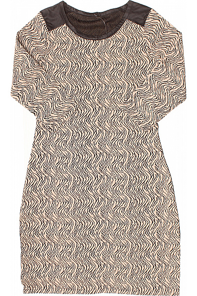 Dámské pletené šaty béžové se zvířecím vzorem upnuté Velikost L | Unimoda | obrázek 2