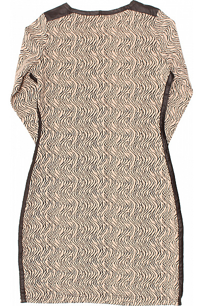 Dámské pletené šaty béžové se zvířecím vzorem upnuté Velikost L | Unimoda | obrázek 3