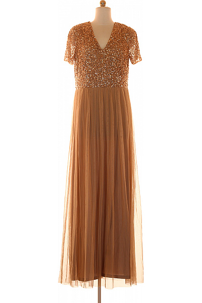  Šaty S Ozdobami Béžové AngelEye Vel. XL