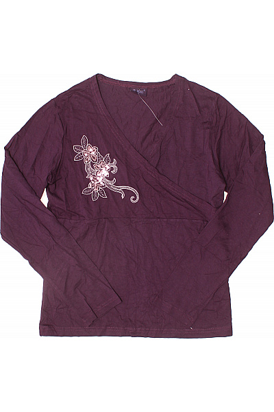 X-Mail Dámské fialové tričko zavinovací s dlouhým rukávem a květinovou výšivkou Vel. M | X-Mail | obrázek 2
