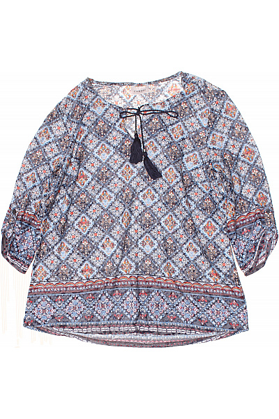 Canda Dámské tričko s potiskem modré šedé etno vzor volánové rukávy Velikost 42 | Canda | obrázek 2