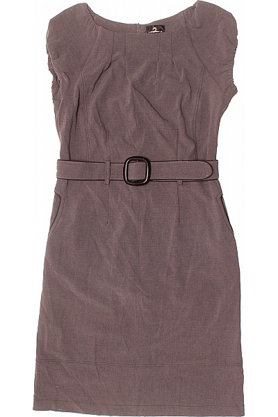 Hnědé pouzdrové šaty s páskem elegantní business ke kolenům jednobarevné Velikost 42 | Unimoda | obrázek 2