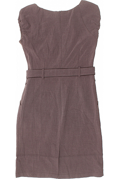 Hnědé pouzdrové šaty s páskem elegantní business ke kolenům jednobarevné Velikost 42 | Unimoda | obrázek 3