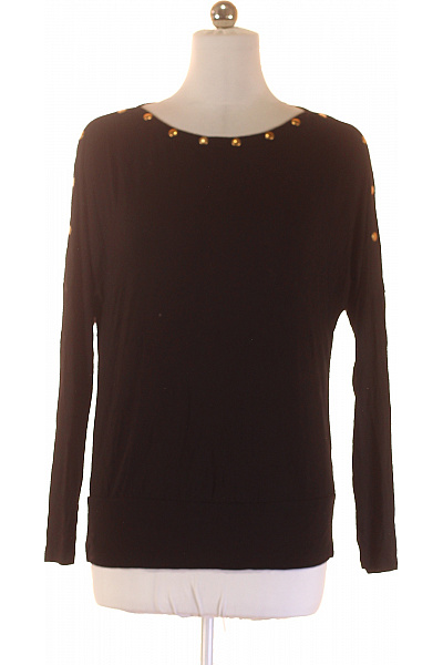 F&F Dámské černé tričko dlouhý rukáv lodičkový výstřih jednobarevné elegantní Vel. 42 | F&F | obrázek 2