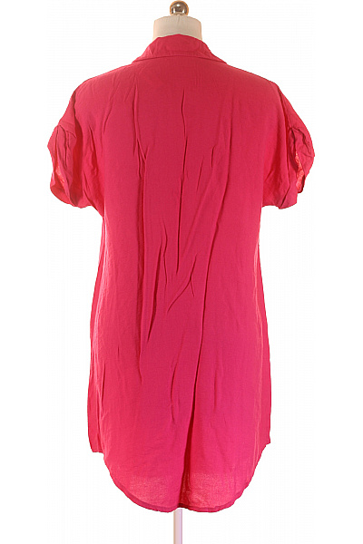 Dámská viskózová růžová košile krátký rukáv volná letní ležérní Velikost L | Unimoda | obrázek 3