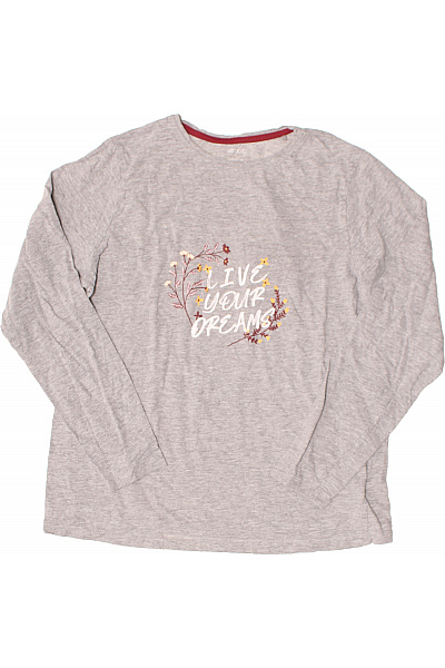 Esmara Dámské šedé tričko s dlouhým rukávem a květinovým nápisem Vel. M | Esmara | obrázek 2