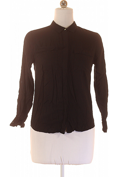 House Dámská černá košile dlouhý rukáv kapsy ležérní business Vel. m | House | obrázek 2