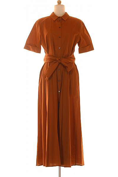 Woolrich Košilové šaty S Krátkým Rukávem Bavlněné Hnědé