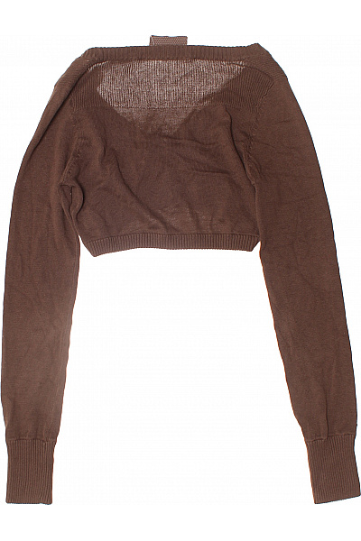 Bershka Hnědé dámské crop top bolerko s dlouhým rukávem a výstřihem V Vel. m | Bershka | obrázek 3