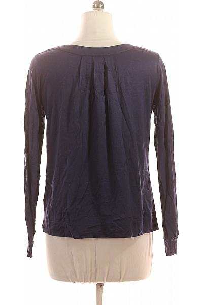 thought Dámská bavlněná tenclová halenka tmavě modrá lodičkový výstřih dlouhý rukáv Vel. 42 | thought | obrázek 3