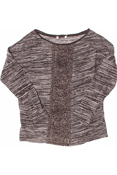 Dámský hnědý pruhovaný pletený pulovr s copánkovým vzorem Vel. L | Unimoda | obrázek 2