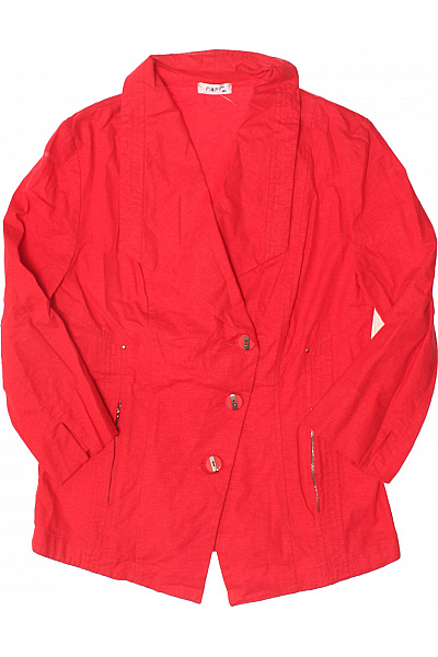 Červený Lněný Blejzr Asymetrické Zapínání Elegantní Jarní Letní Vel. 40