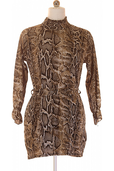 NEW COLLECTION Dámské hnědé šaty polyesterové se zvířecím vzorem a páskem Velikost L | NEW COLLECTION | obrázek 2