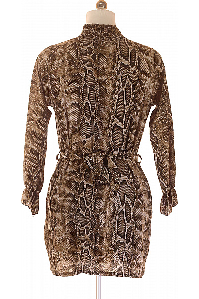 NEW COLLECTION Dámské hnědé šaty polyesterové se zvířecím vzorem a páskem Velikost L | NEW COLLECTION | obrázek 3