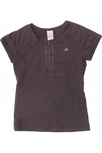 ADIDAS Dámské sportovní tričko tmavě hnědé funkční s krátkým rukávem V-výstřih Velikost DE 40 | ADIDAS | obrázek 2
