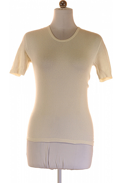 Dámské béžové žebrované tričko s krátkým rukávem a kulatým výstřihem Vel. M | Unimoda | obrázek 2