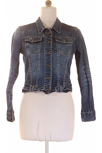 Amisu Dámská krátká modrá denimová přechodová bunda do pasu stylová Vel. 38 | Amisu | obrázek 2