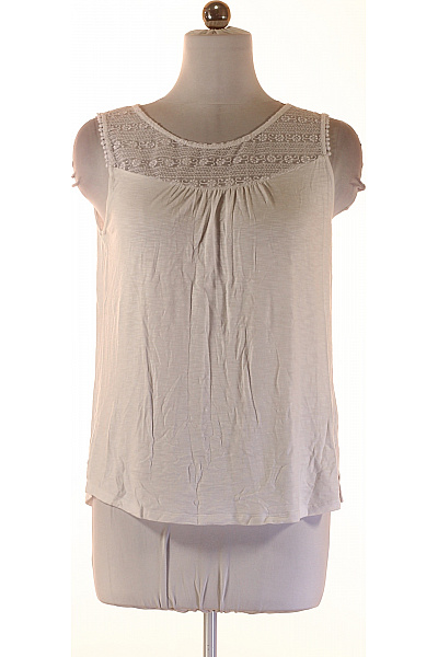 Street One Dámská Bílá Letní Halenka Bez Rukávů Krajková Vyšívaná Volná Velikost 40