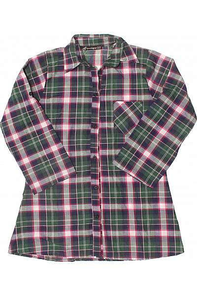 Dámská Dlouhá Kostkovaná Košile Zelená Modrá Růžová Ležérní Vel. EU 40