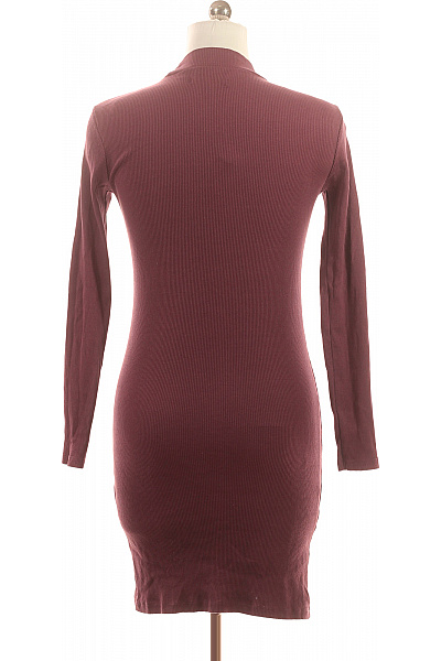 sinsay Dámské upnuté žebrované mini šaty s rozparkem vínové Velikost L | sinsay | obrázek 3