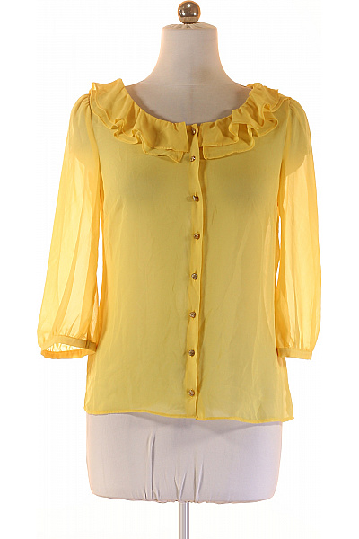 ATMOSPHERE Dámská žlutá Průhledná Halenka S Volánky A Ozdobnými Knoflíčky Velikost 38