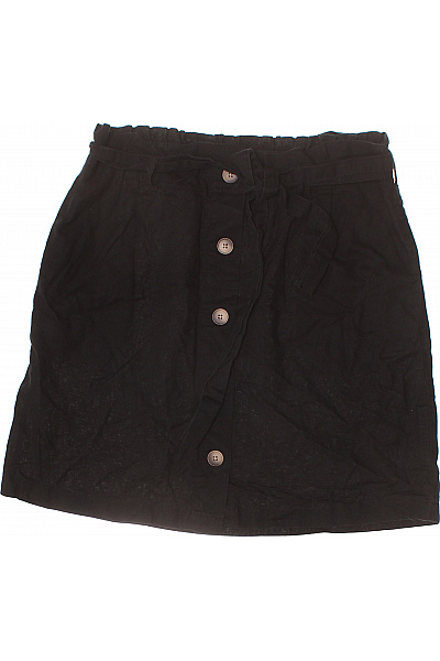 Esmara Dámská černá áčková Sukně S Knoflíky A Páskem Z Lnu Velikost 44