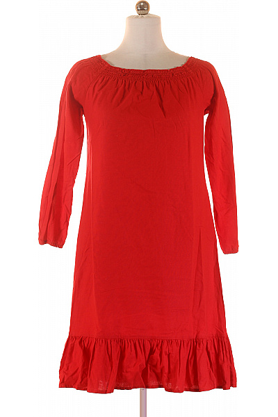 Esmara Červené lněné šaty s dlouhým rukávem a volánem Vel. EU 38 | Esmara | obrázek 2