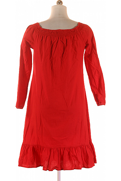 Esmara Červené lněné šaty s dlouhým rukávem a volánem Vel. EU 38 | Esmara | obrázek 3