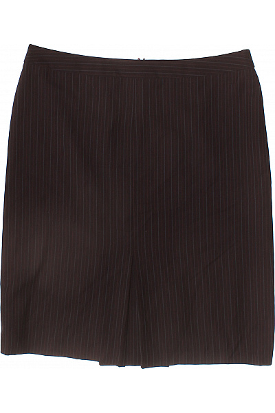 Hnědá pruhovaná pouzdrová sukně ke kolenům business Vel. 42 | Unimoda | obrázek 2