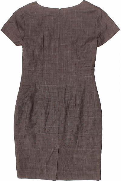 Hnědé pouzdrové šaty kostkované elegantní business krátké Velikost S | Unimoda | obrázek 3
