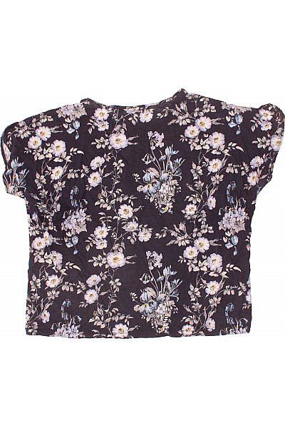 studio Dámské černé tričko s krátkým rukávem a květinovým potiskem Vel. XL | studio | obrázek 2