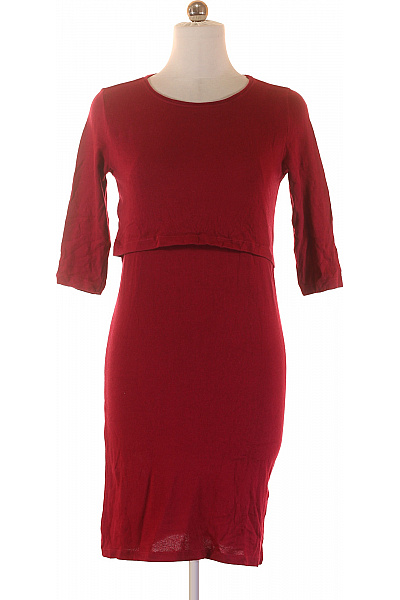 Esmara Dámské bavlněné červené pletené těhotenské kojící šaty upnuté Vel. S | Esmara | obrázek 2