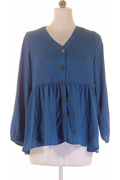 GATE Dámská modrá tunika košile dlouhý rukáv volná ležérní s knoflíčky Vel. 38 | GATE | obrázek 2