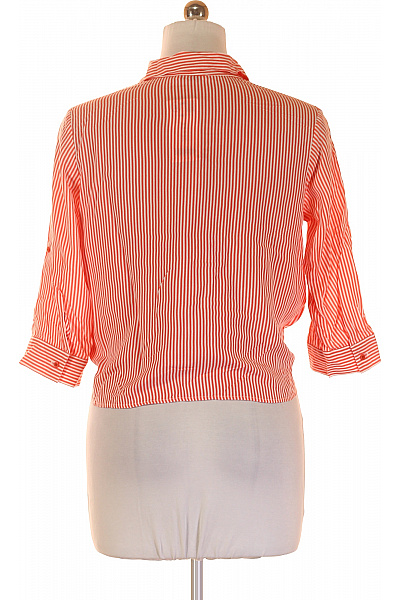 Orsay Dámská viskózová košile oranžová bílá pruhovaná na zavazování ležérní letní Vel. 38 | Orsay | obrázek 3