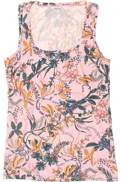 TEZENIS Dámské Tílko Růžové Květinový Vzor Bez Rukávů Vel. M