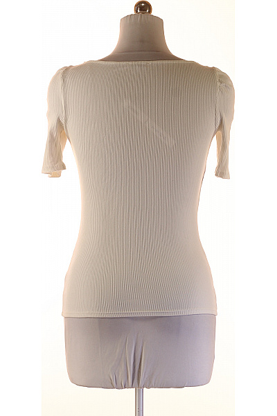 Orsay Dámské žebrované tričko bílé s krátkým rukávem a hranatým výstřihem Vel. XS | Orsay | obrázek 2