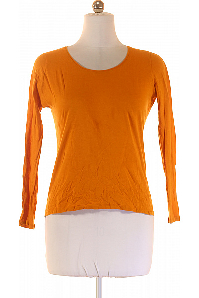 Dámské oranžové tričko dlouhý rukáv basic kulatý výstřih Velikost M | Unimoda | obrázek 2