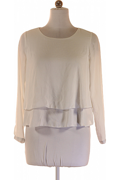 Bílá průsvitná volná halenka dlouhý rukáv elegantní vrstvená Velikost L | Unimoda | obrázek 2