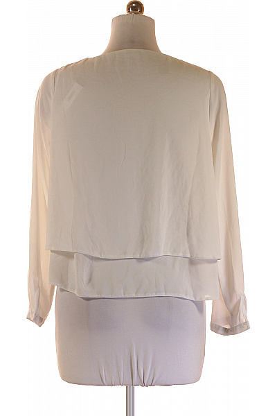 Bílá průsvitná volná halenka dlouhý rukáv elegantní vrstvená Velikost L | Unimoda | obrázek 3