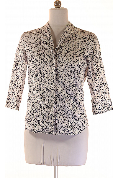 Franco Callegari Dámská Vzorovaná Košile S 3/4 Rukávem Ležérní černobílá Vel. 38